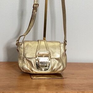 Michael Kors Gold Leather Crossbody Bag